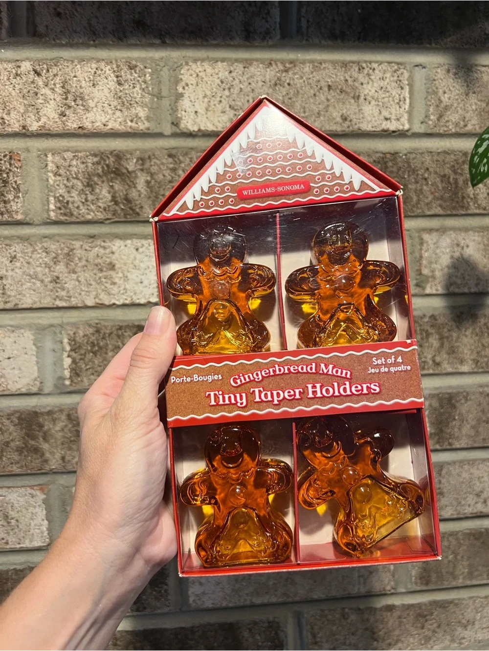 William Sonoma Gingerbread Man Tiny Taper Glass Holders